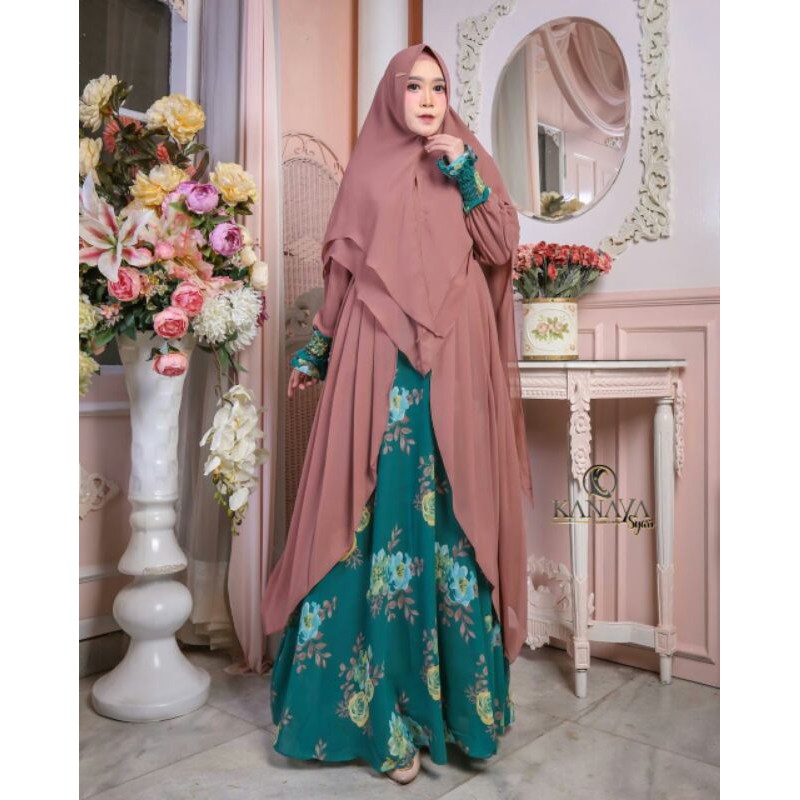 DHELISA SYAR'I VOL II BY KANAYA ORIGINAL / GAMIS WANITA MUSLIM SET KHIMAR CERUTY BABYDOLL PREMIUM
