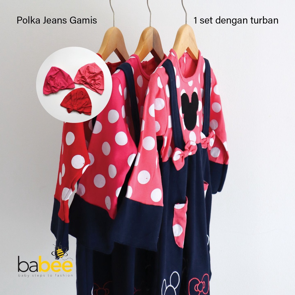 1-2 tahun Premium Gamis Katun Jepang RENA / litte bee / polka jeans / laura / ZOYA Setelan Gamis Baju Muslim Hijab Lucu Fashion Anak Bayi Perempuan Cewek Terlaris Terbaru