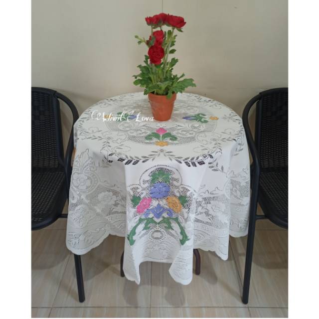 Taplak meja bulat / taplak meja makan bulat / taplak meja makan 4 Kursi Shabby