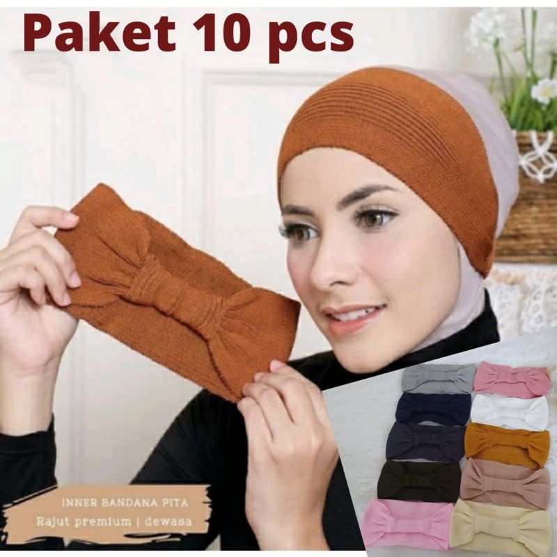 Ciput pita Rajut Bandana Rajut Pita Karet ( 1 PAKET ISI 10 PCS )