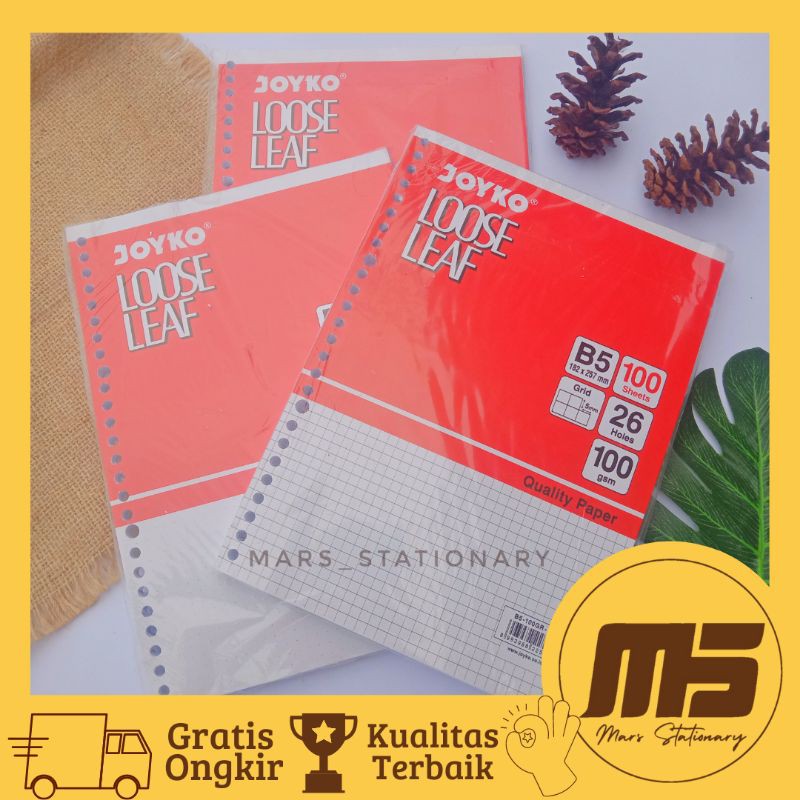 

Loose Leaf Joyko Grid Dotted Line B5 100 Lembar | Kertas Binder Joyko Kotak Titik Garis B5-100Gr