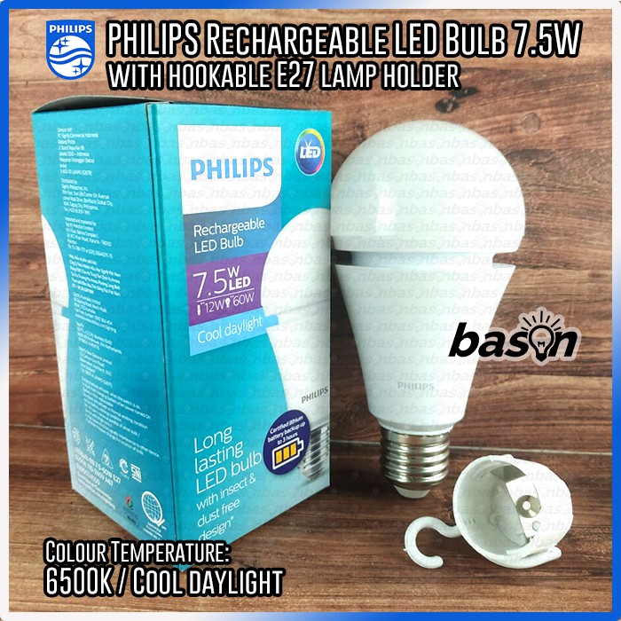 PHILIPS Rechargeable LED Bulb 7.5W 6500K E27 - Bohlam Lampu Emergency