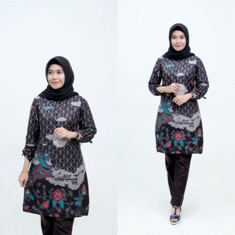 TUNIK BATIK WANITA MOTIF BARU BATIK DIANPUTRI-T awan hitam