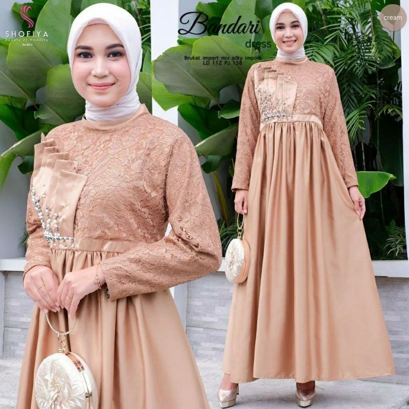 Bandari Dress, GAMIS LEBARAN MEWAH CANTIK FIT XXL LD 112 BAHAN BROCADE IMPORT MIX SILKY TERMURAH OOTD