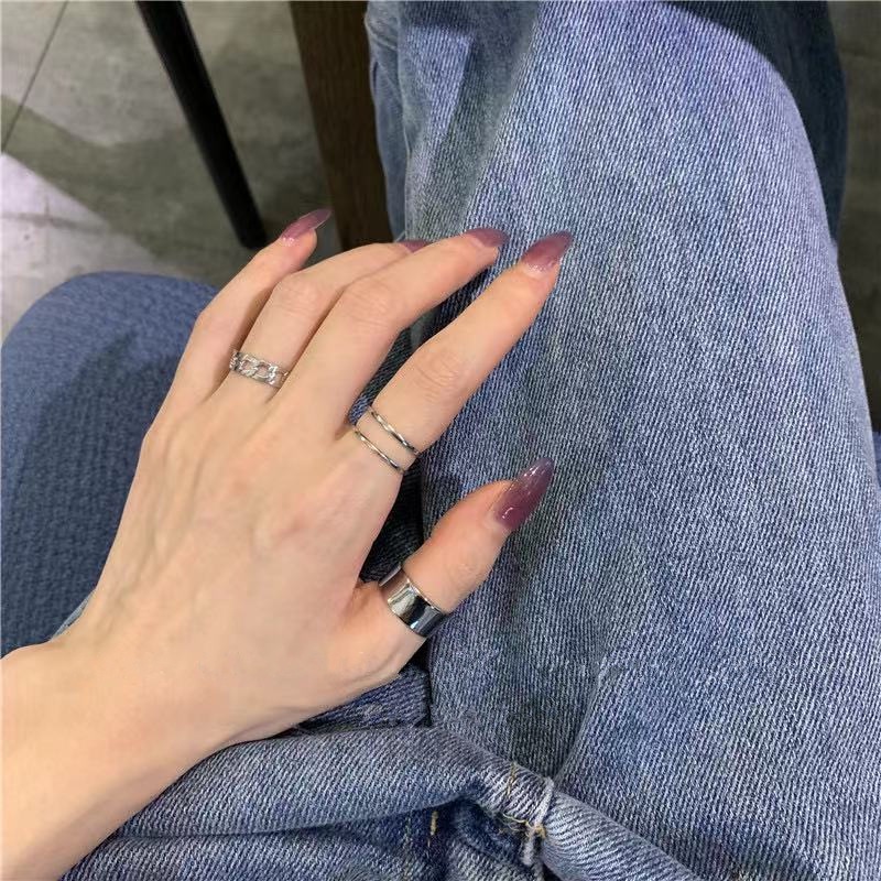 Ins minimalis hip hop punk dingin gaya keren cincin pasangan pacar nfc cincin wanita gaya Korea maha