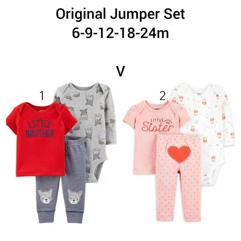 Set jumper bayi, set jumper 3in1/ baju bayi import/ jumper bayi lucu