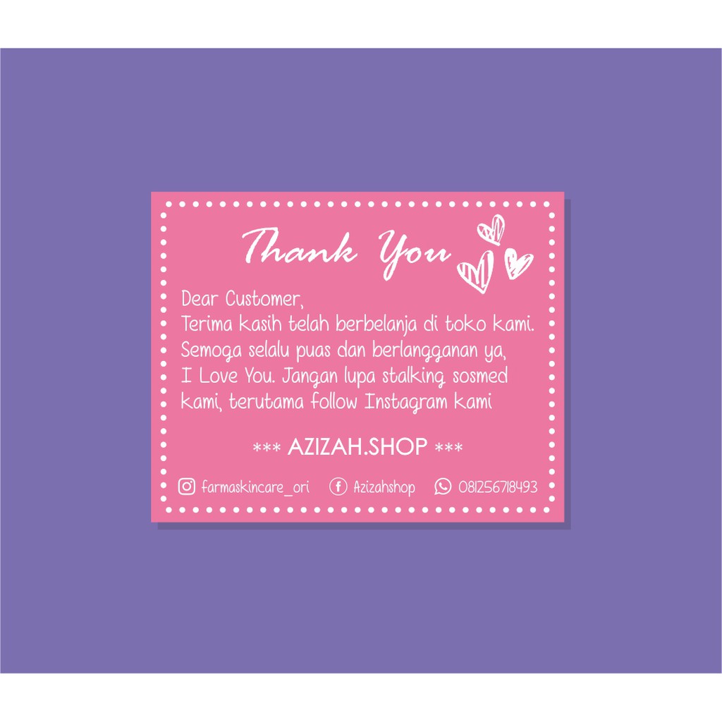 Thank You Card For Online Shop Kartu Ucapan Terima Kasih Untuk Olshop New Landscape Shopee Indonesia