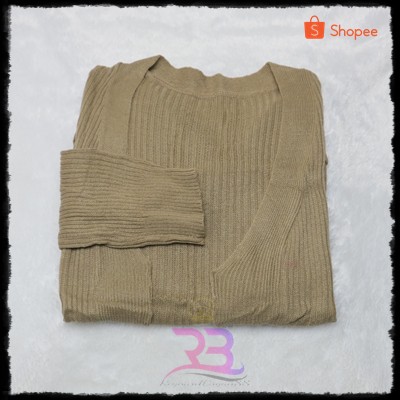 LONG CARDIGAN RAJUT WANITA || CARDY RAJUT || BELLE OVERSIZE / CARDI OUTER / CARDY POLOS-Mocca