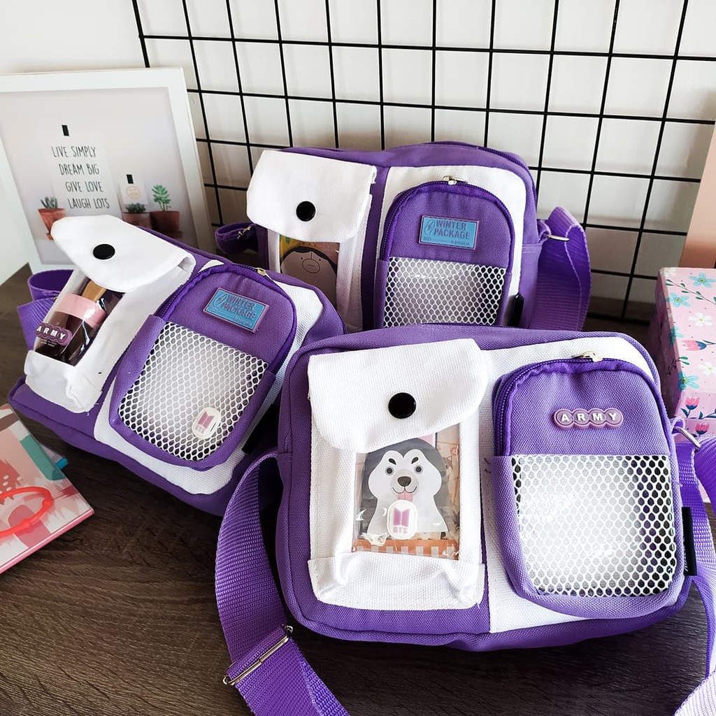 Sling Bag Two Pocket BTS Butter Winter Package Tas Selempang Yellow Black