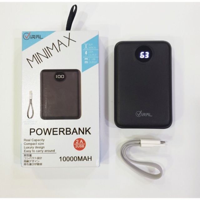 Powerbank Mini Powerbank Viral Minimax Digital LED 10.000 mah Real Capacity powerbank