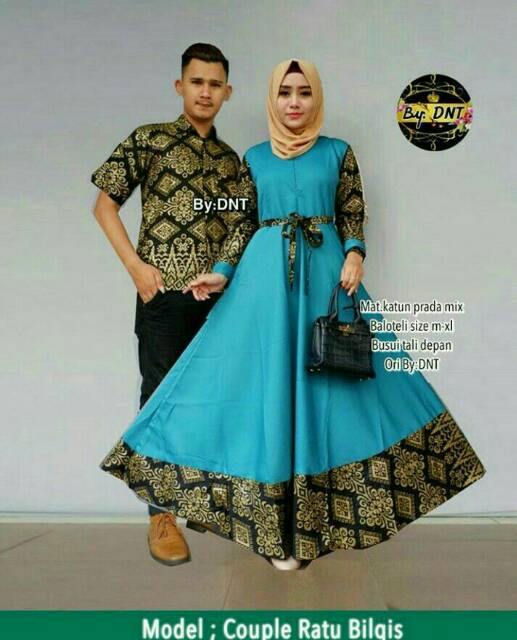 COUPLE BATIK RATU BILQIS MURAH /BATIK SARIMBIT MUSLIMAH MUSLIM SYAR'I ROK LEBAR MODEL GAMIS MURAH