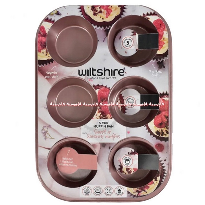 Wiltshire 6 Cup Muffin Pan Tray Bulat Loyang Kue Tempat Bakar Panggang Cup Cake Adonan Kue Anti lengket Capcake Rose Gold Wilt Shire