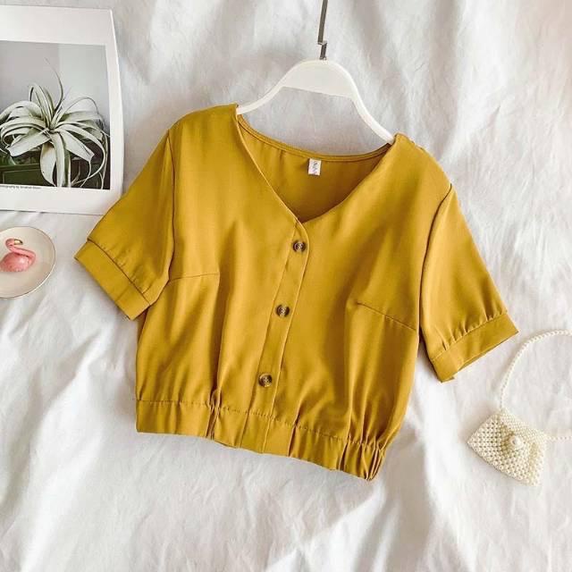 1KG MUAT 6PCS | ZOYA CROP BLOUSE BASIC TOP HITS SELEBGRAM FASHION OOTD MASA KINI-ZYCROP MUSTARD