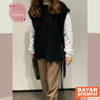  Rompi Rajut Korea Wanita  Basic Vest Wanita  LD 105 Shopee 