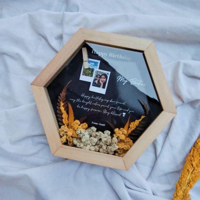 TANPA PO!!! GiftBox Rustic Hexagonal Frame 3D