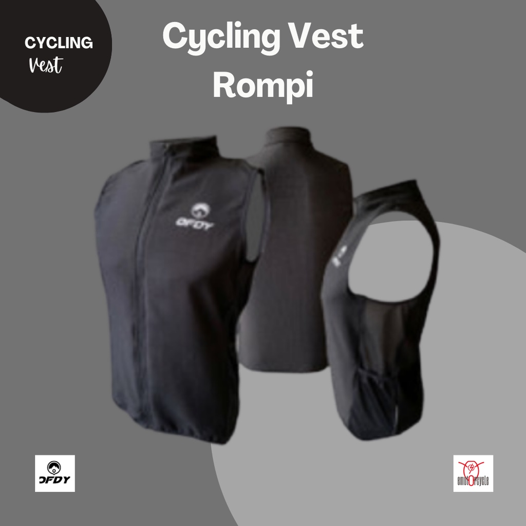 Ofdy Cycling Vest Rompi Sepeda Warna Hitam Material Polyester Super