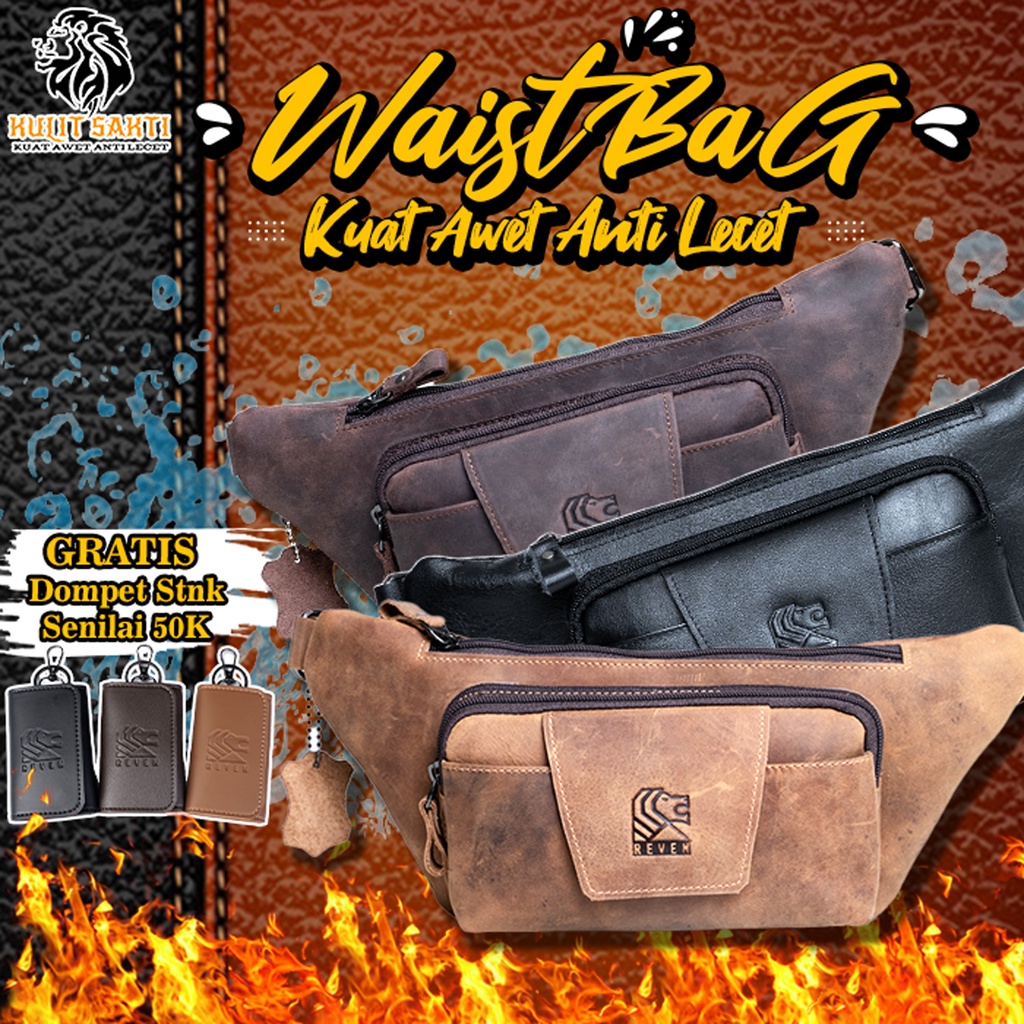 Tas Pinggang Waist Bag Kulit Pria Asli Premium Original Selempang Bahu Shoulder Bag Sling Bag Waistb