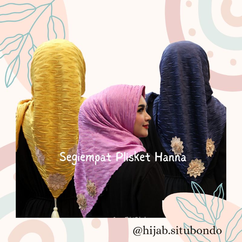 Hijab Segiempat Plisket bunga Original Nazilla