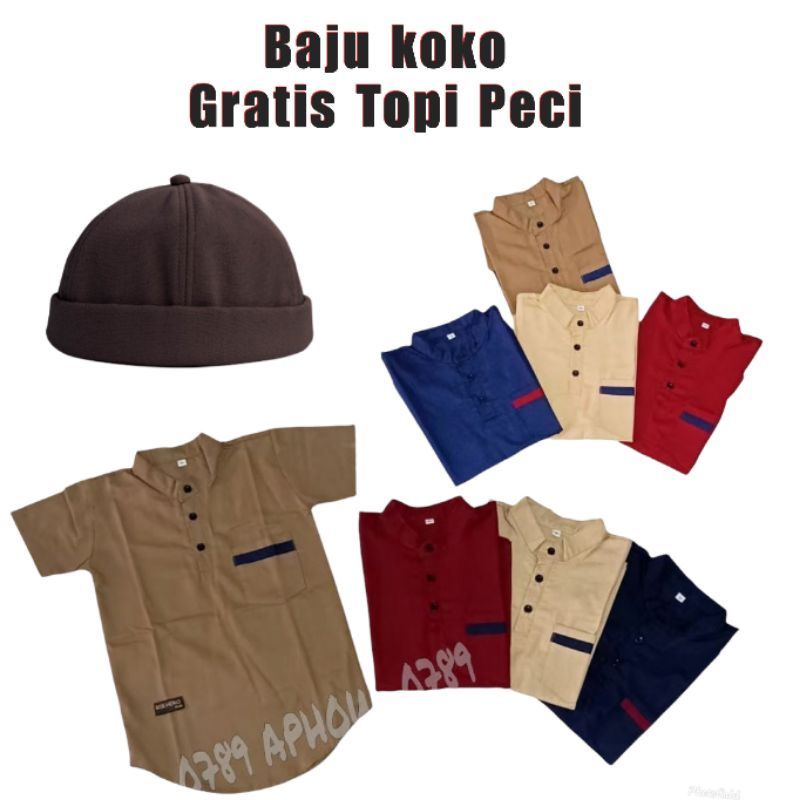 pakaian muslim anak laki laki baju koko GRATIS peci baju muslim baju koko turki