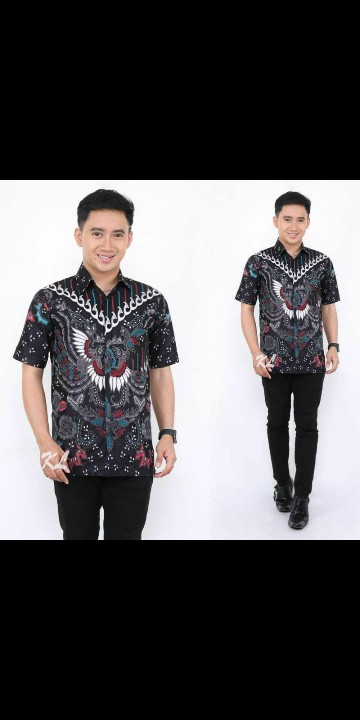 Harubuwono Kemeja Batik Pria Lengan Panjang Slimfit Katun Printing Hem Baju Atasan Kantor Modern