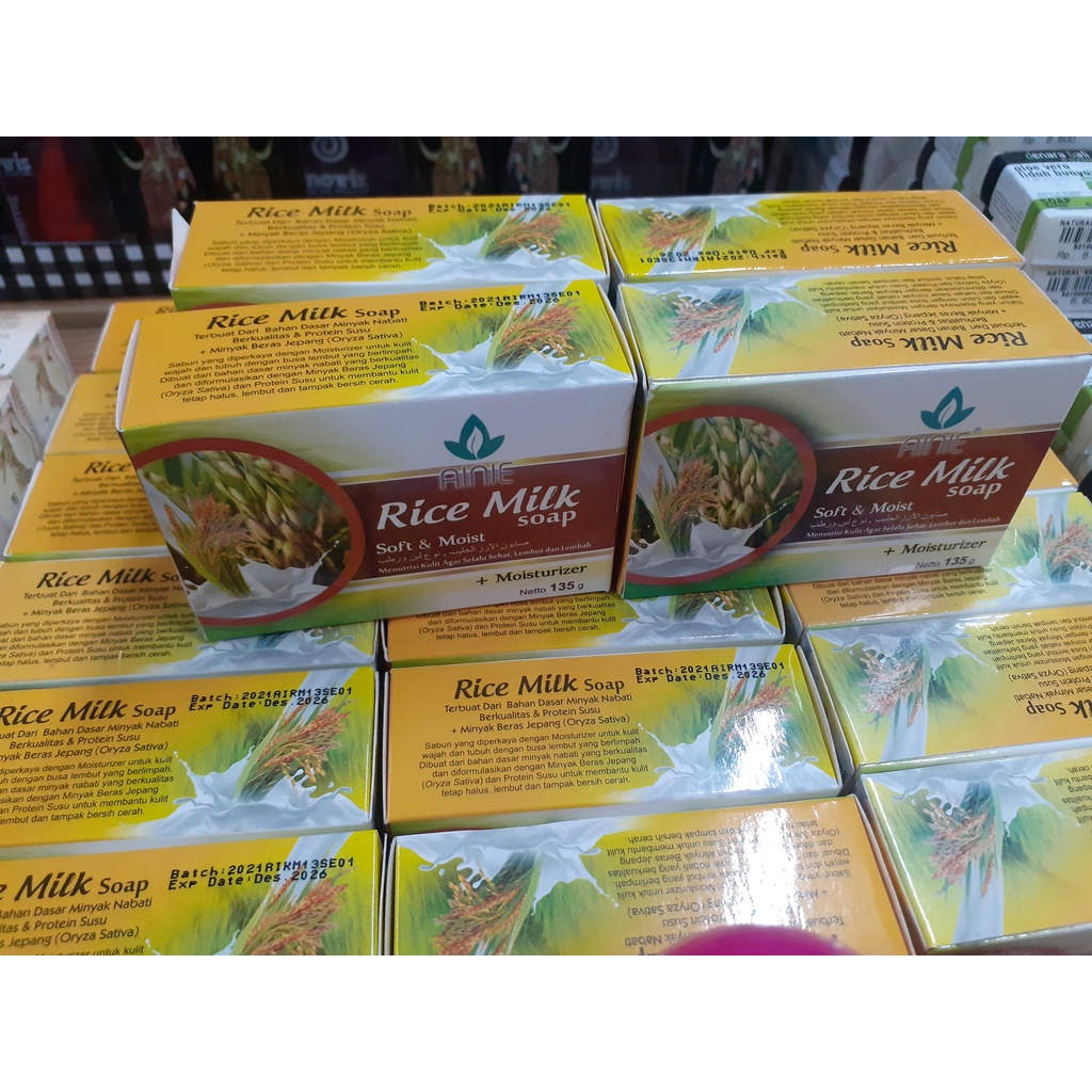 SABUN SUSU BERAS/ RICE MILK SOAP WITH MOISTURIZER AINIE 135GR