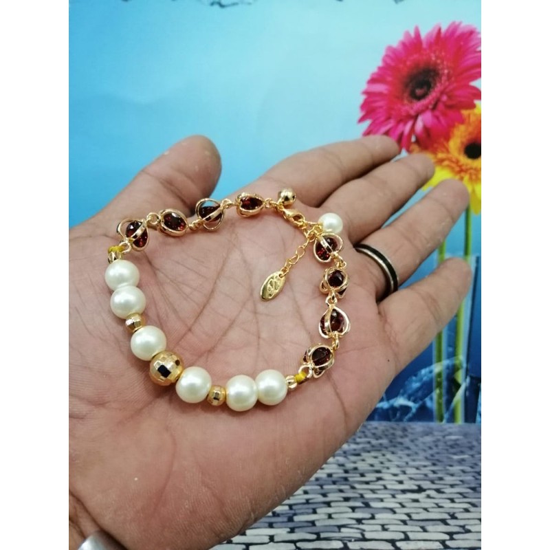 gelang tangan wanita //gelang mutiara/perhiasan //gelamg