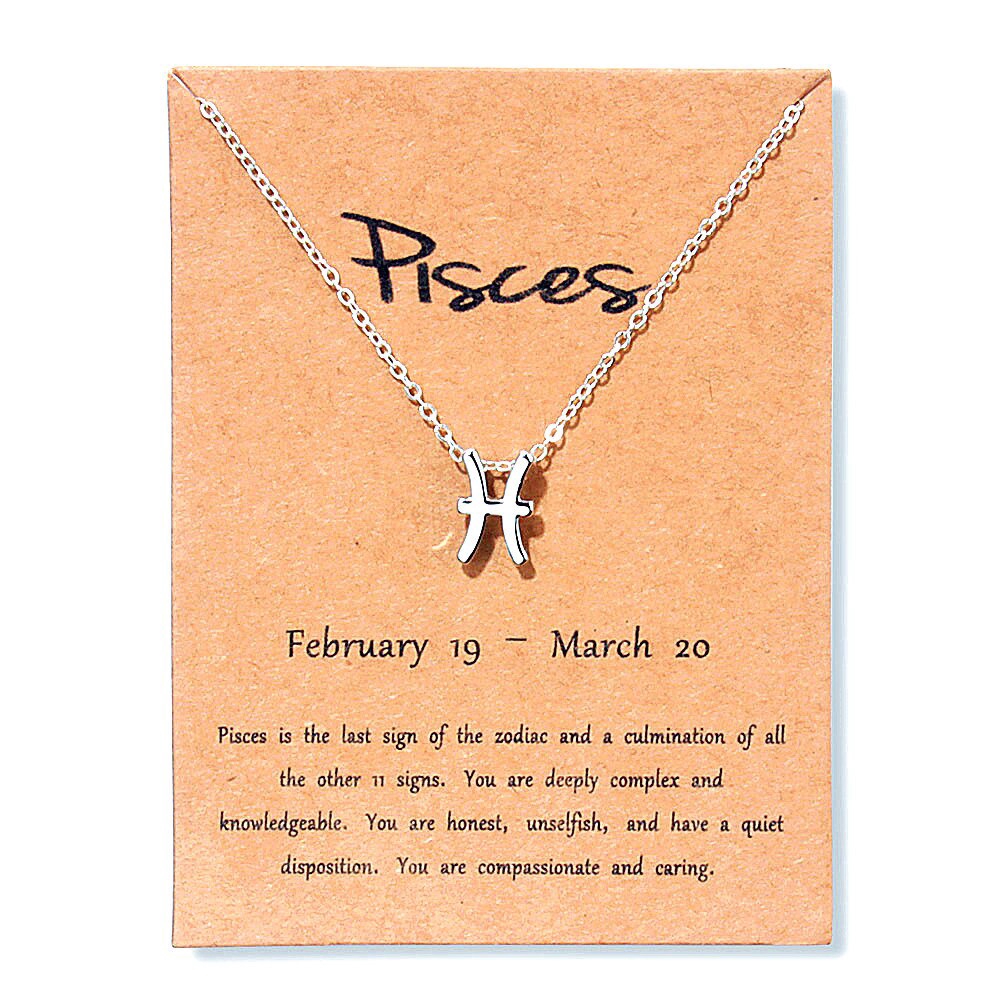 Silver Color Zodiac Sign Necklace Women Choker 12 Constellation Zodiac Necklace Wish Card Jewelry Leo Libra Gemini Collier Femme