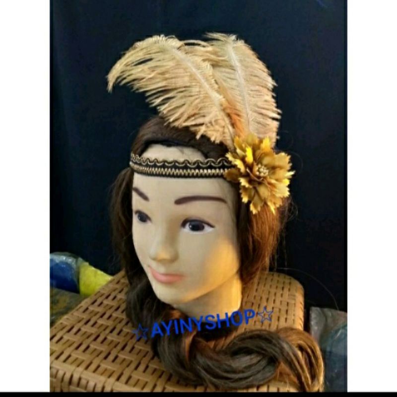 Headpiece Great Getsby Bunga 02-Headband Pesta Bulu Halus