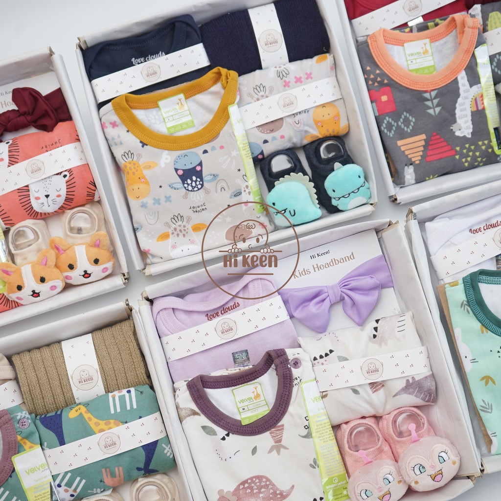 Hikeen hampers bayi kado lahiran premium Velvet Junior set radiant dan nothern lights 0-12 bln baby gift set