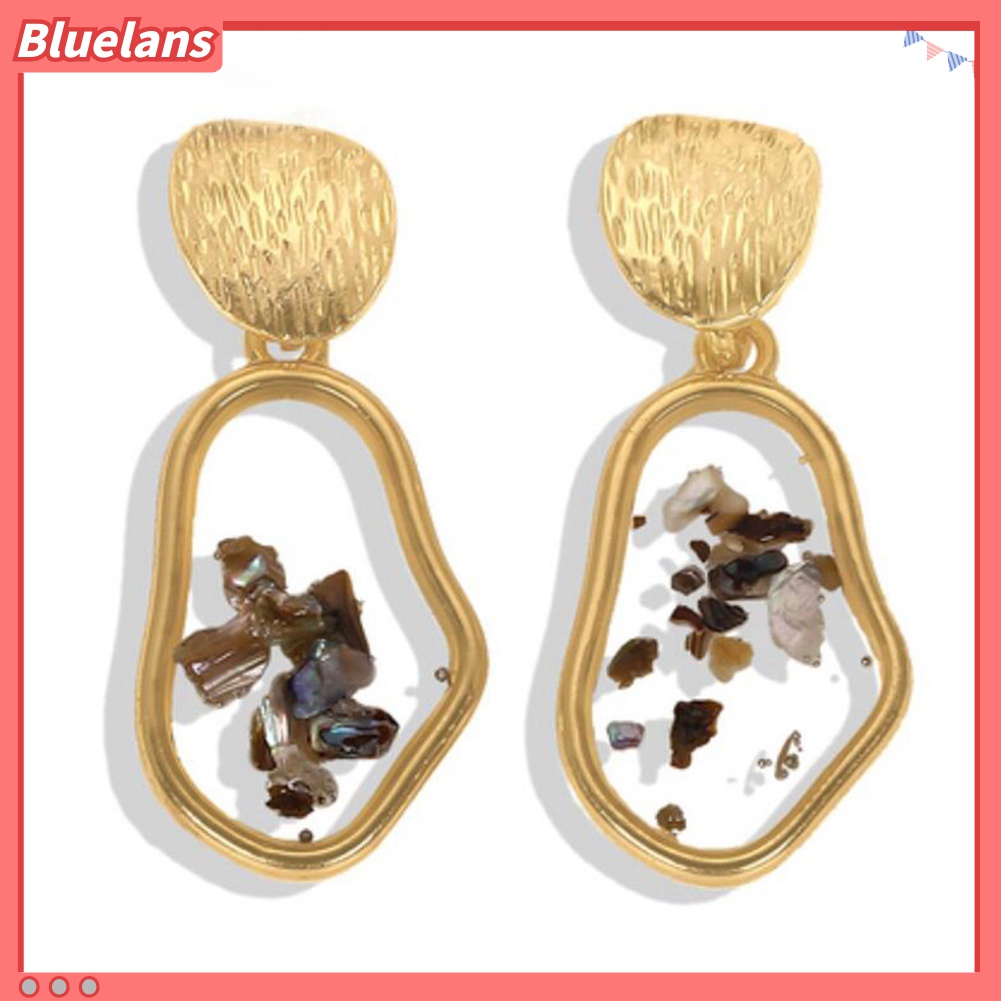 Anting Stud Menjuntai Bentuk Trapesium Bulat Geometris Untuk Perhiasan Wanita