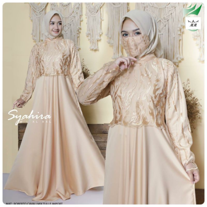 gamis syarina/gamis tille mix satin/gamis modern