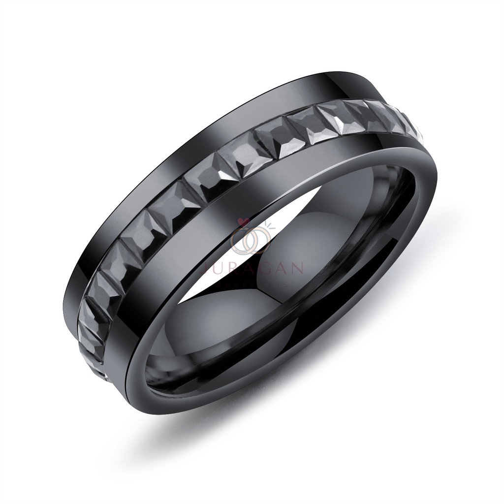 [EKSKLUSIF] Cincin Titanium Pria Royal Stone Ring BONUS Gelang