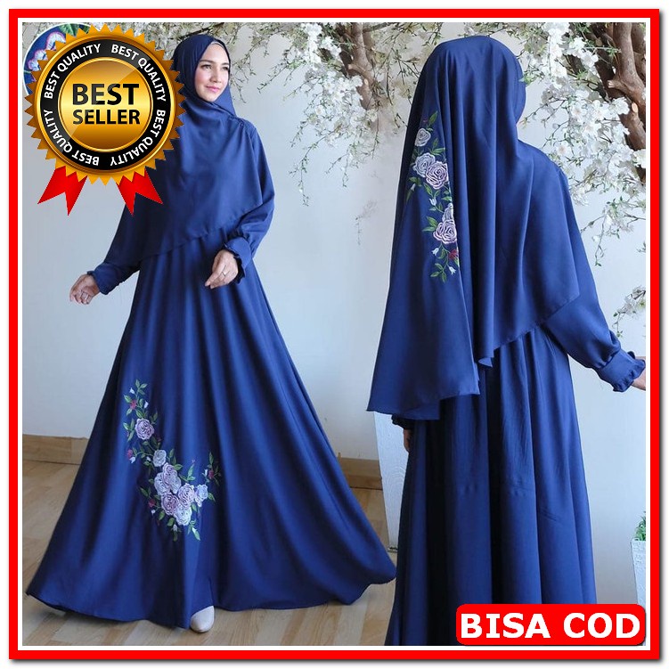 Ori Shofiya Gamis Hilyara Midi Dress Kekinian Motif Kotak Kotak V BY155 [Lavenia Syari Navy Ni] Gami