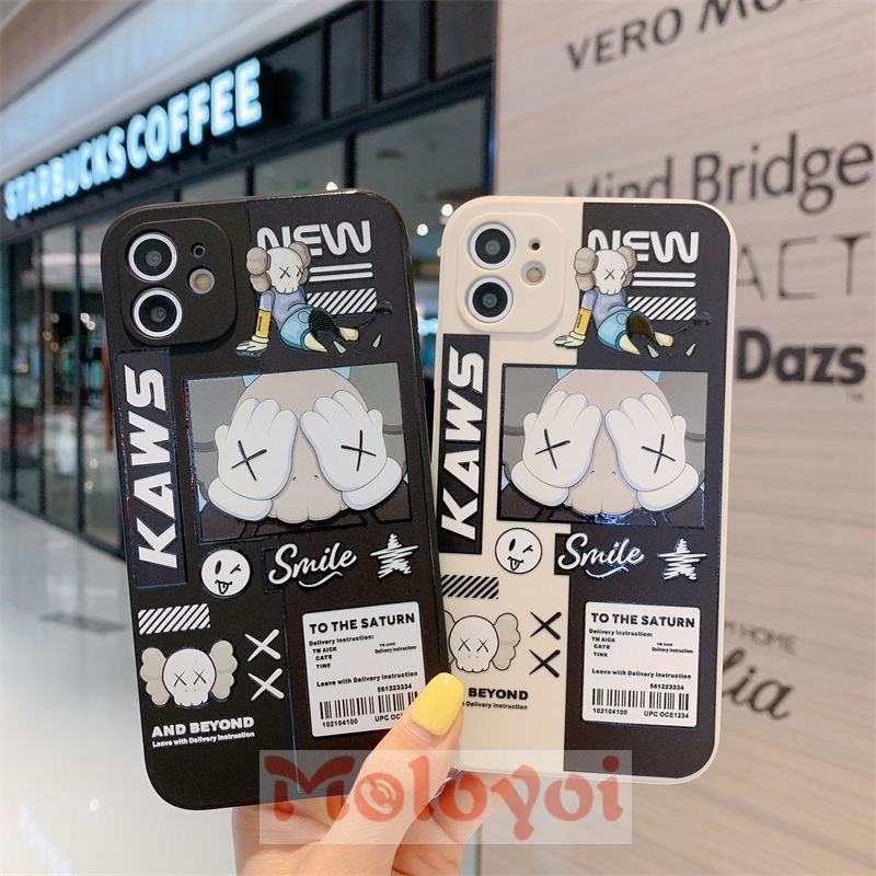 KAWS Case iPhone iPhone 6 6s 7 8 SE 2020 iPhone 13 12 11 Pro Max X XR XS max Side Stripe Case Cute Cartoon Soft TPU Back Cover