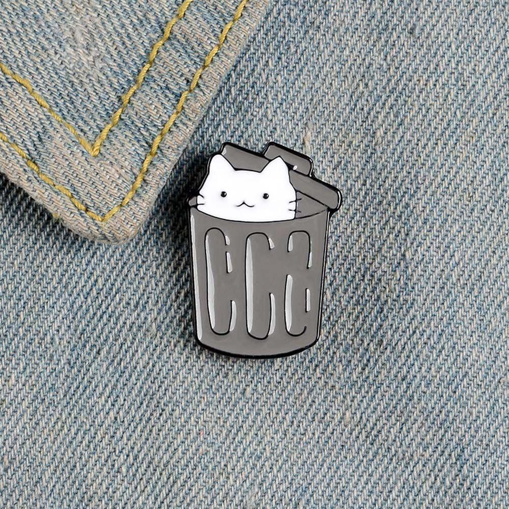 Bros Pin Enamel Bentuk Kartun Kucing Putih Peekaboo Warna-Warni Untuk Kerah Anak