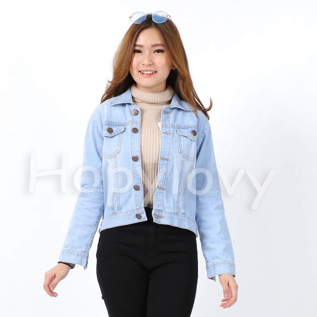 HOPYLOVY - Jaket Jeans Wanita ZR Basic Tebal Afnia