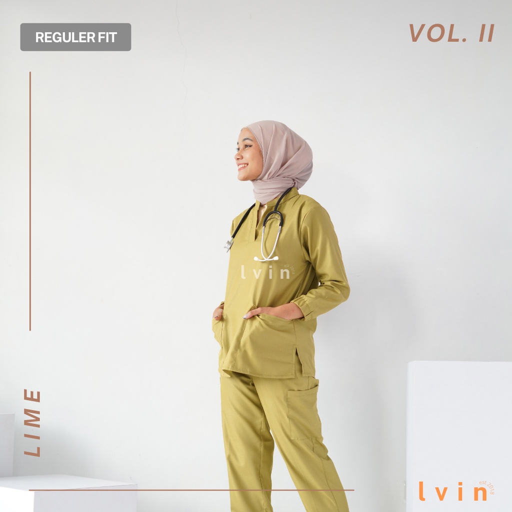 [Lvin ] Vol II -  Baju OKA Mandarin Collar Celana Reguler fit Lengan Panjang / Baju Jaga /Set Baju Celana Jaga Oka / Dokter Lengan Panjang / Baju OK