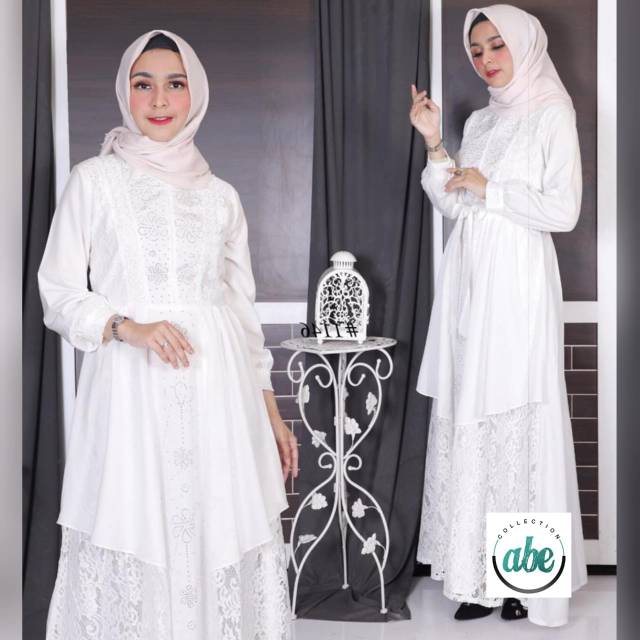 Baju Gamis Putih Lebaran/ Baju Muslim/ Sutra silk