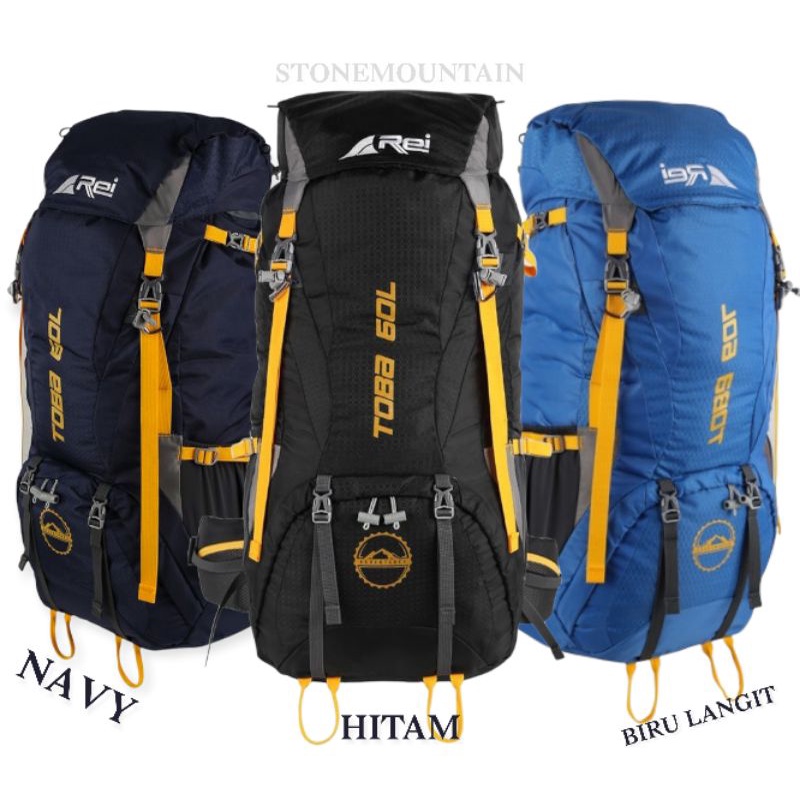 Tas Carrier 60l Arei Toba  bonus rain cover / Tas gunung REI 60L original