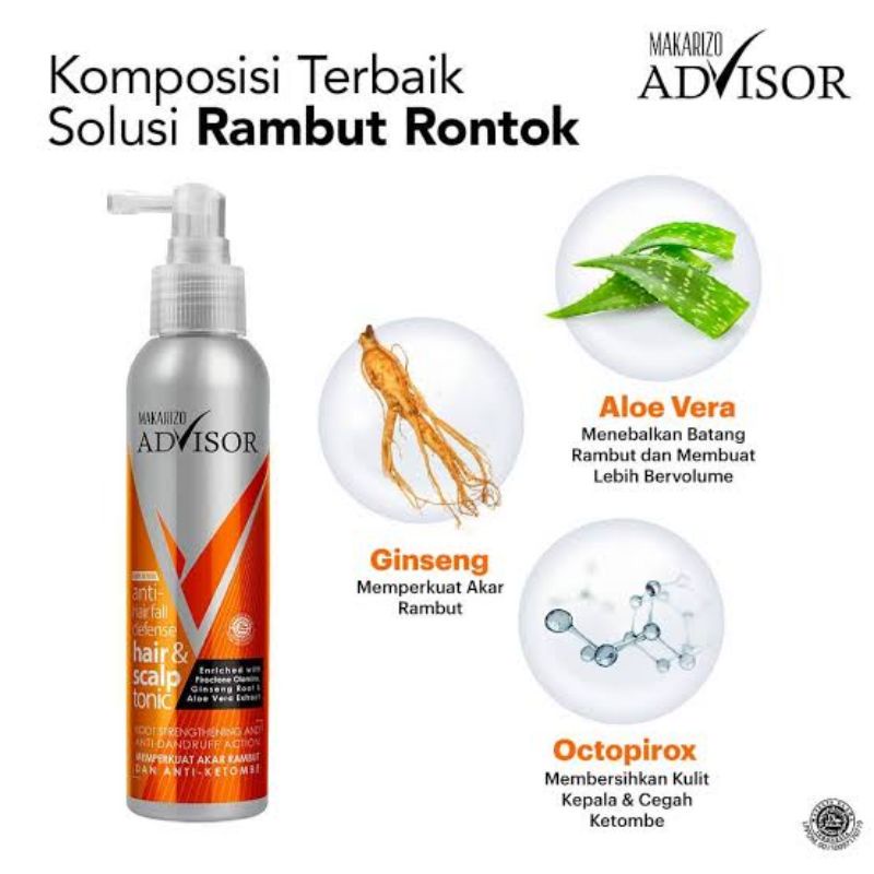 MAKARIZO HAIR AND SCALP TONIC ANTI HAIR FALL / MENGATASI RAMBUT RONTOK