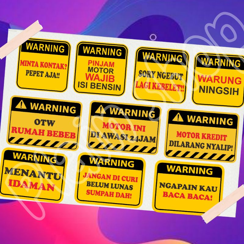 

Stiker Warning / Setiker Peringatan / Stiker Unik / Stiker Motor / Stiker Murah / Full pack Stiker