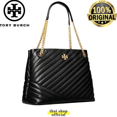 (100% ORIGINAL) Tas TORY BURCH Kira Chevron Tote Bag Leather Black PROMO