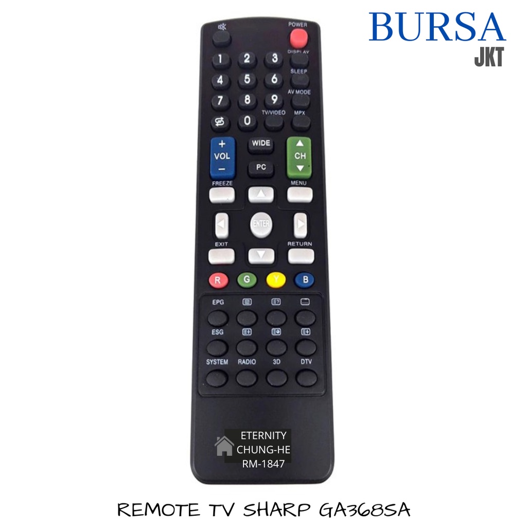 REMOTE TV LED SHARP AQUOS 3D 1847 REMOT PENGGANTI