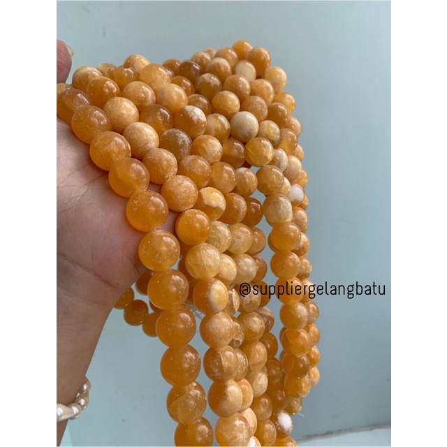 bahan batu Manigajah 16mm oren natural polish corak retak orange akik