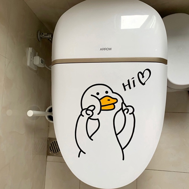 1pc Stiker Dinding Desain Bebek Anti Air Untuk Dekorasi Kamar Mandi / Toilet / Dapur