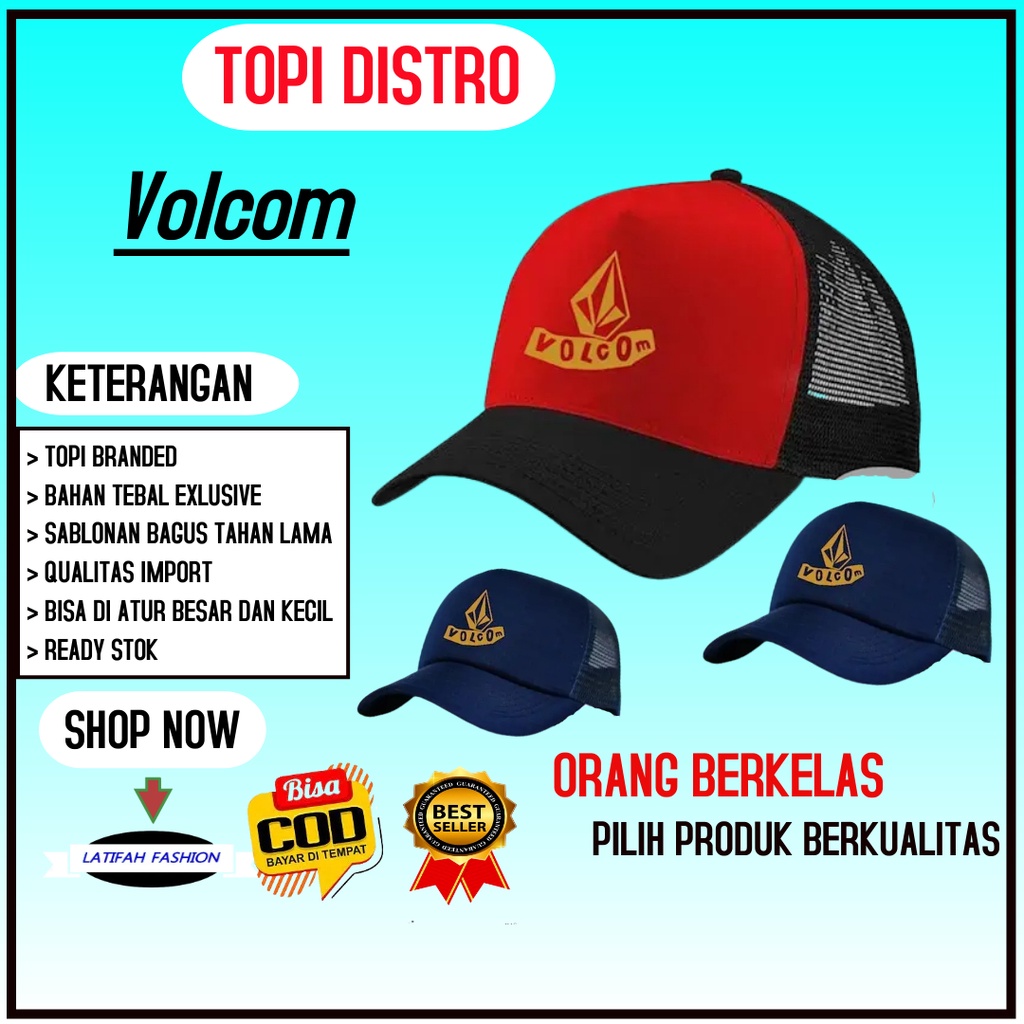Topi Jaring Cowok Distro Bisbol Volcom Fashion Atasan Peria Pria / Wanita Dewasa Keren Snapback Truc