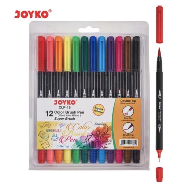 

[[COD]] Color Brush Pen Pena Kuas Warna Joyko CLP-13 12 Warna Color FREE ONGKIR Kode 1459