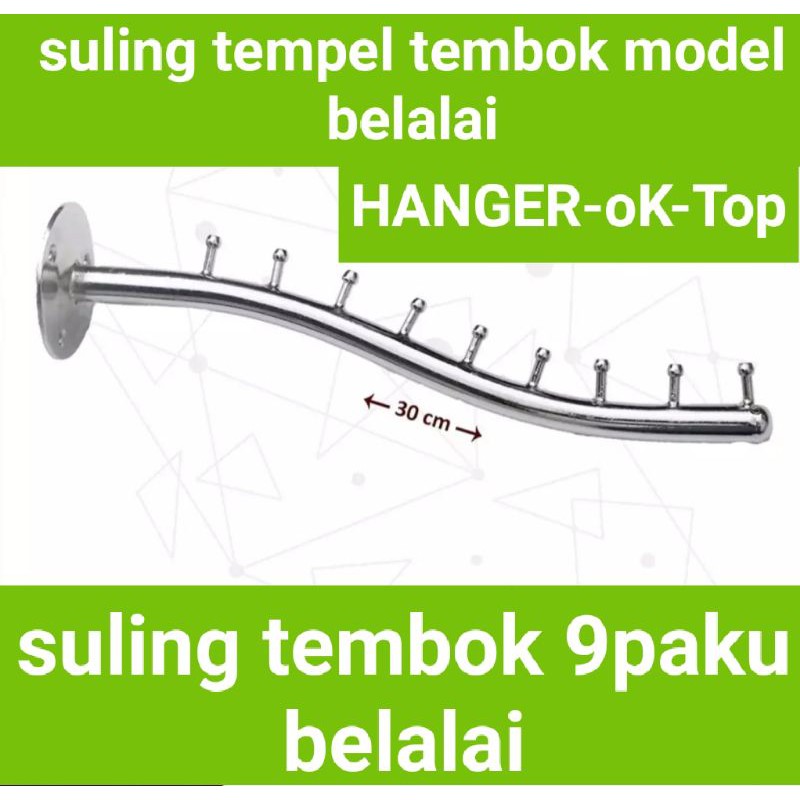 Gantungan baju suling Tembok 9 titik belalai