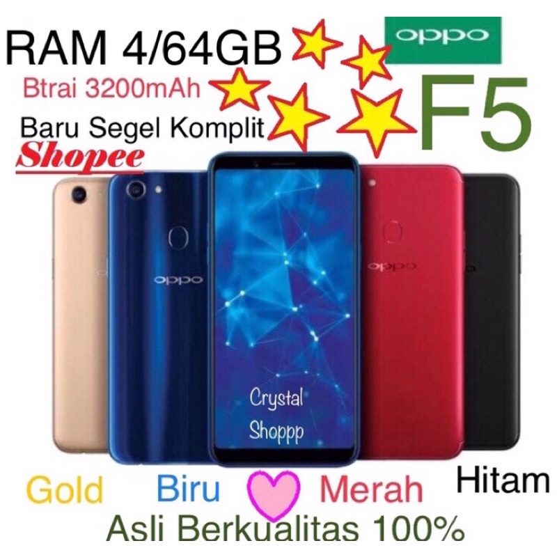 OPPO F5 ORI RAM 4/64GB BARU FULLSET SEGEL GARANSI 1TAHUN