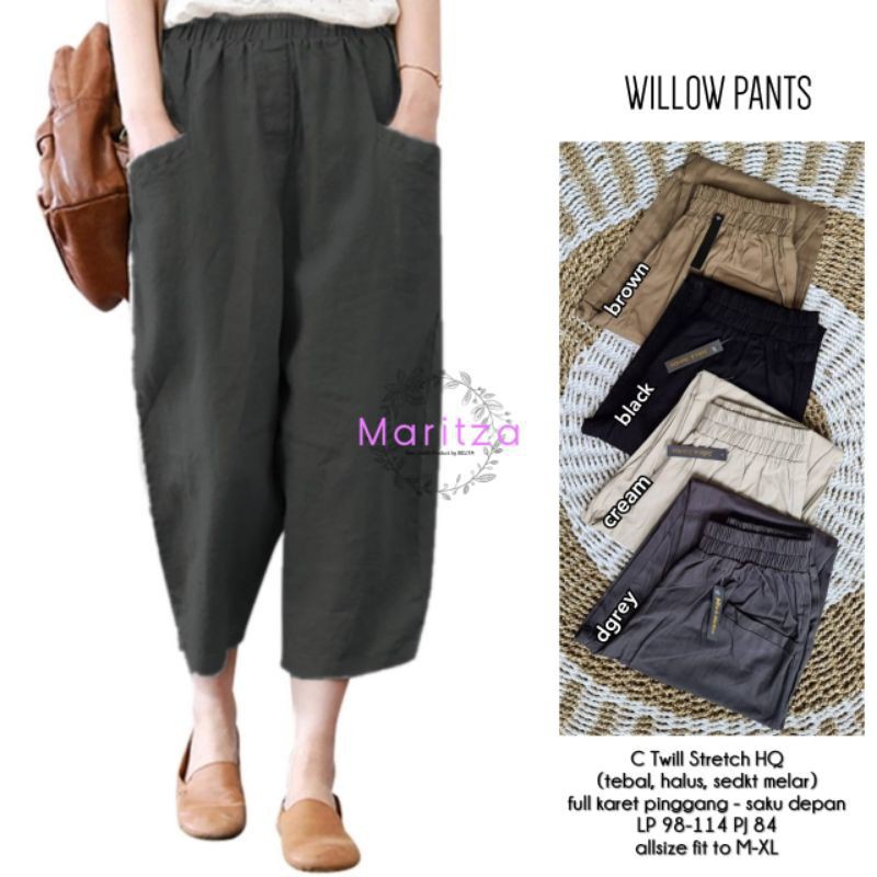 CELANA 7/9 WILLOW WILOW PANTS LINEN SASHA CROP HARUKA HINATA KOREAN STYLE BEST SELLER WANITA REMAJA